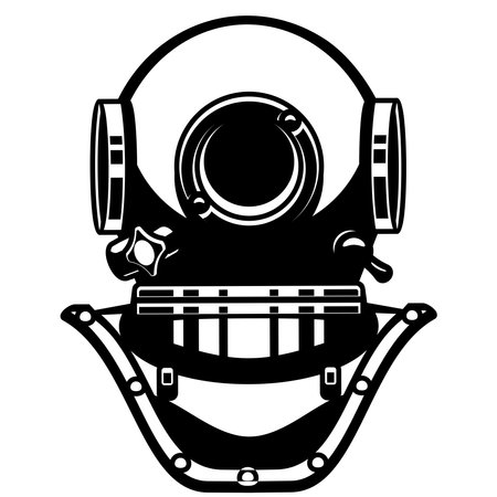 Black and white illustration of a diving mask isolated on white background.のイラスト素材