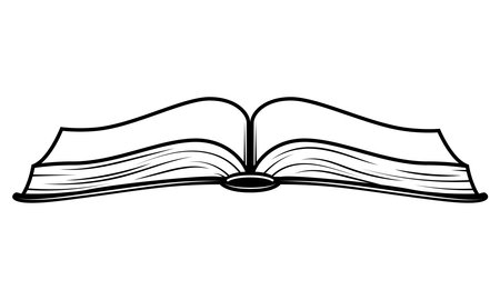 open book icon over white background, black and white design, vector illustrationのイラスト素材