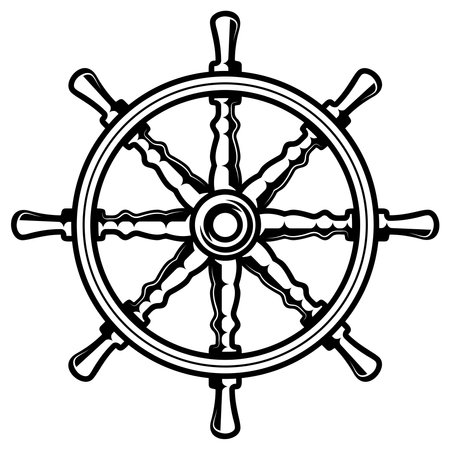 Ship steering wheel icon. Vector illustration of a ship steering wheel.のイラスト素材