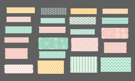 Set of vector design elements for scrapbooking, wrapping paper, etc.のイラスト素材