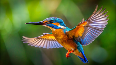 Common Kingfisher (Alcedo atthis) in flightの素材