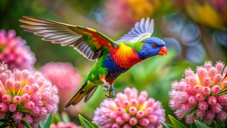 Rainbow Lorikeet bird in the nature, Queensland, Australiaの素材