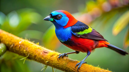 Colorful bird in nature, Black-capped Pitta (Pitta moluccensis)の素材
