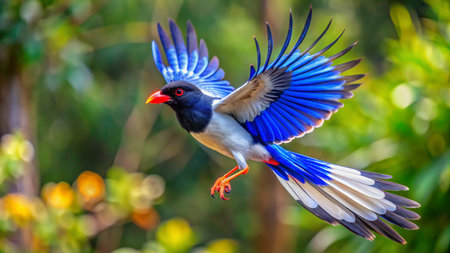 Red-winged Magpie (Pica pica) in natureの素材