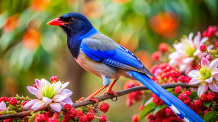 Colorful bird in nature, Red-billed Starling (Nymphalidae)の素材