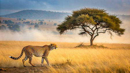 Cheetah in the Serengeti National Park, Tanzaniaの素材