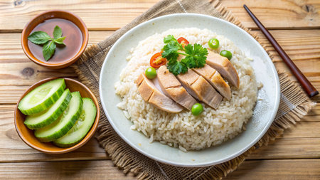 Hainanese chicken rice or Hainanese chicken rice - Asian food styleの素材