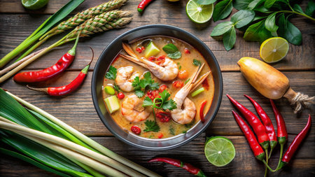 Tom Yum Goong or Tom Yum Goong is a spicy Thai soup with shrimpの素材