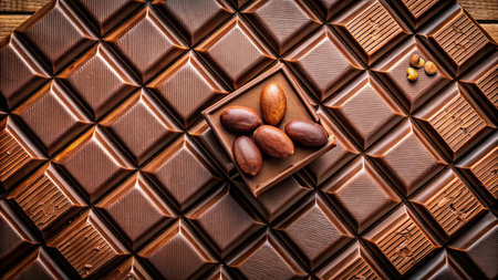 Chocolate bar with hazelnuts on a dark wooden background.の素材