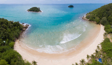 Aerial view of beautiful tropical beach. Koh Samui, Thailandの素材