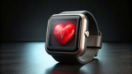 Fitness tracker with heart rate monitor. 3d render illustration.の素材