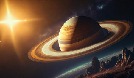 Planets in space, science fiction wallpaper. Beauty of deep space.の素材