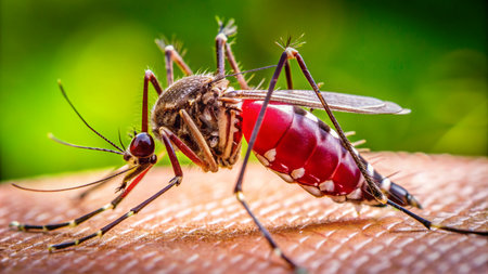 Mosquito on the human body. Aedes aegypti.の素材