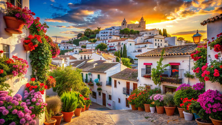 Cordoba, Andalusia, Spain. Picturesque view of the old town at sunset.の素材