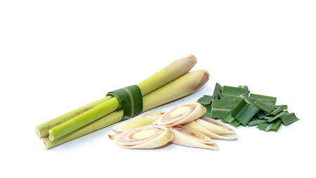 Lemongrass and Lemongrass leaves isolated on a white background.の写真素材