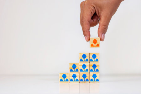 Businessmen handpick people who stand out from the crowd or successful team leaders, HR concepts, and CEOs.の写真素材