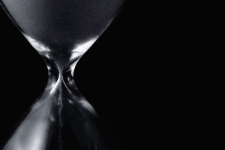 Close up of hourglass. Black white