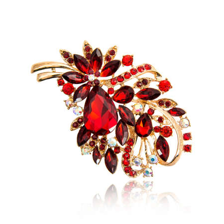 Diamond brooch isolated on white backgroundの写真素材