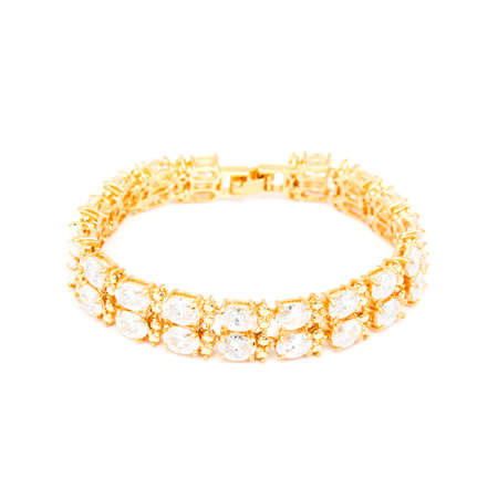 Golden diamond bracelet isolated on white backgroundの写真素材