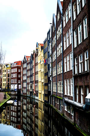 Beautiful Amsterdam canals and typical housesの写真素材