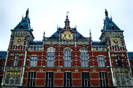 Beautiful Amsterdam canals and typical housesの写真素材
