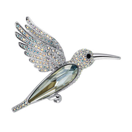 Diamond brooch isolated on white backgroundの写真素材