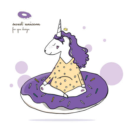 Jumping Unicorn watercolor character . White Horse isolated on white background. Painting. Illustration. Template. Clip-Art. indigo colorのイラスト素材