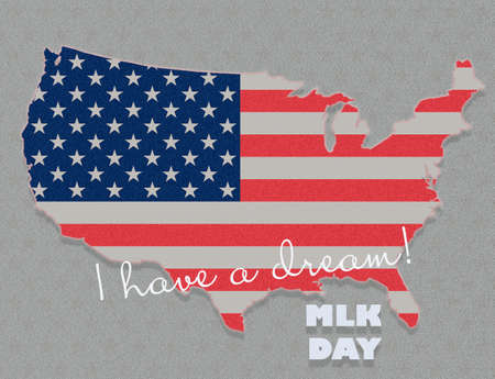 Martin Luther King Day illustration, I have a dream quote with USA flag waving flat designの写真素材