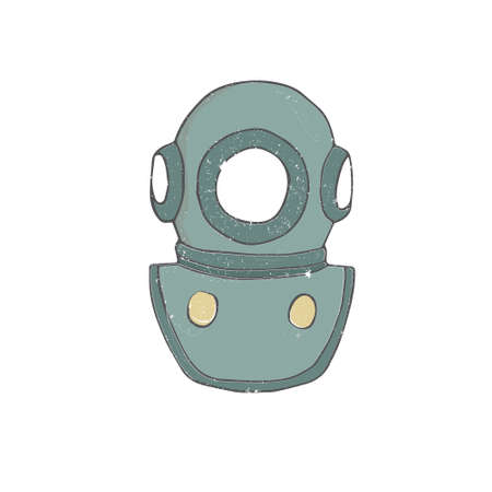 Diving clip art vintage submariner mask drawing frogman on white backgroundのイラスト素材