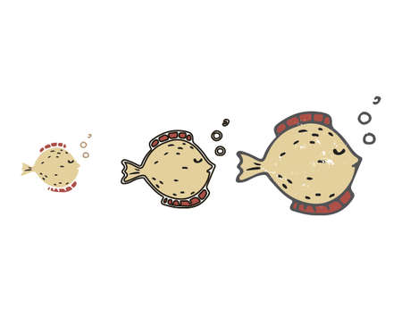 gold fish character vector color texture smile face character funny fish sea ocean lifeのイラスト素材