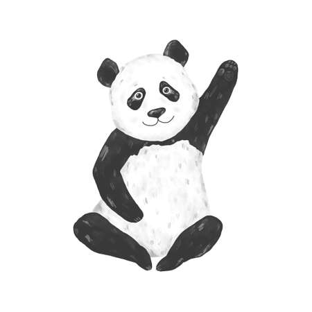 Cute panda watercolor clip art drawing animal illustration on white background funny animal.の写真素材