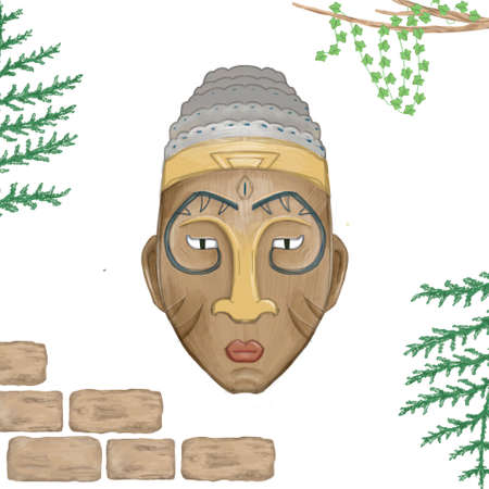 Mask aztec tribal mask, digital clip artの写真素材