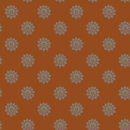 Fractal blue flowers. An elegant bright illustration with flowers. Pattern for design of fabric, wallpapers. On brown backgroundの写真素材