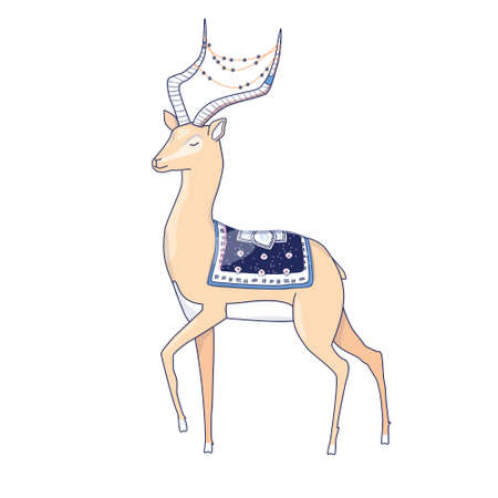 Antilopa character vector clip art fantasy sacred animal of india full hornsのイラスト素材