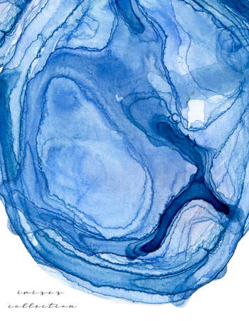 watercolor splash texture background isolated. Hand-drawn blob, spot. Watercolor effects. Blue winter seasonal colors abstract backgroundの写真素材