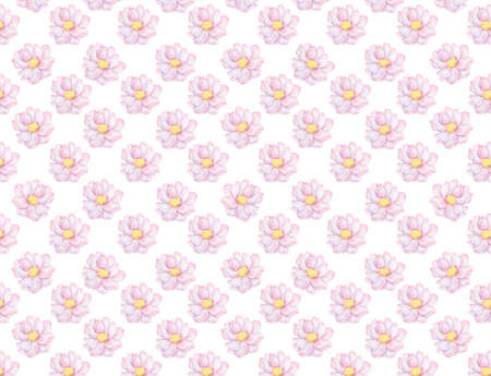 This Modern Pink and Purple Floral Pattern Features a Repeating Flower Background Design with Pastel Colorsの写真素材