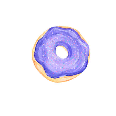Cake watercolor food gouache clip art drawing illustration coffe deseret geometric tasty pie on backgroundの写真素材