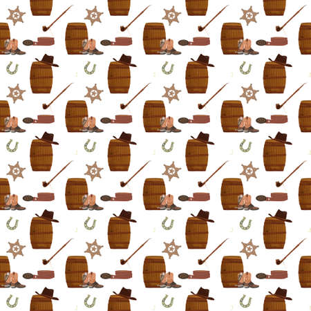 Seamless cowboy pattern can be used for graphic design, textile design or web design.の写真素材