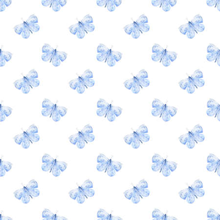 Watercolor Butterflies Background. Hand Drawn Pattern. Isolated Illustration. Beauty in Nature. Background for Fabric, Textile, Print and Invitation. illustrationの写真素材