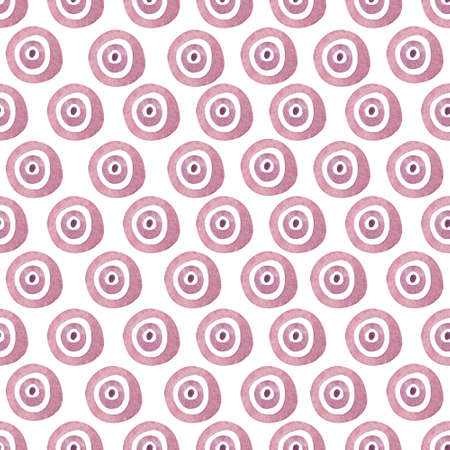 Seamless pattern, polka dot fabric, hand drawn watercolor dot on white backgroundの写真素材