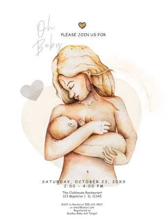 mom and baby, newborn, family, love, blonde and brunette, vintage style watercolor, pastel watercolor set, clip artの写真素材