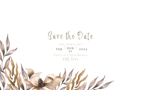 Frame flowers for text. Watercolor plants template for greeting cardの写真素材