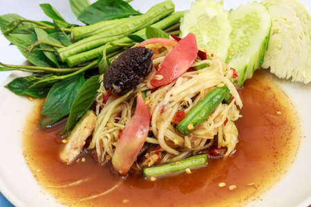 green papaya salad hot and spicyの写真素材