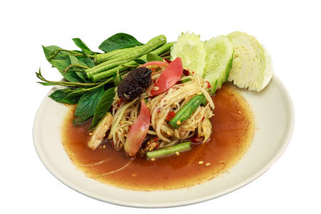 green papaya salad hot and spicyの写真素材