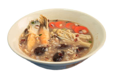 rice soup with salmonの写真素材