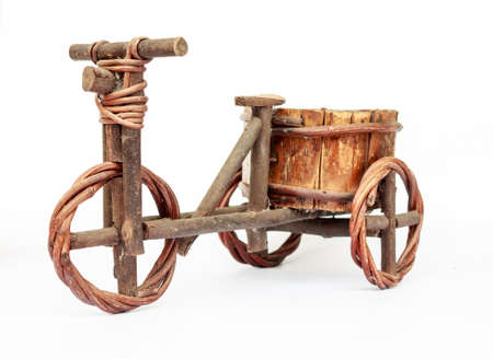 Potted plants bicycles tricycles  on White background and isolatedの写真素材