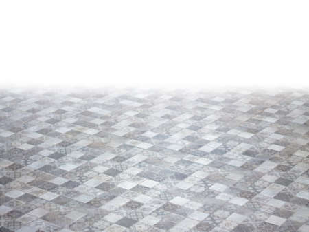 Abstract background. Perspective tiled floor pattern on white background.の写真素材