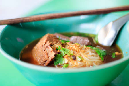Rice noodle soup with Stewed duckの写真素材