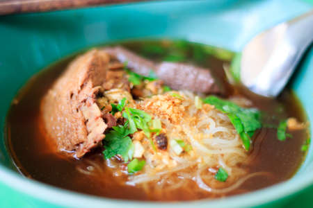Rice noodle soup with Stewed duckの写真素材