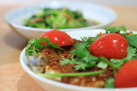 Decorated Spicy Source Chickenの写真素材